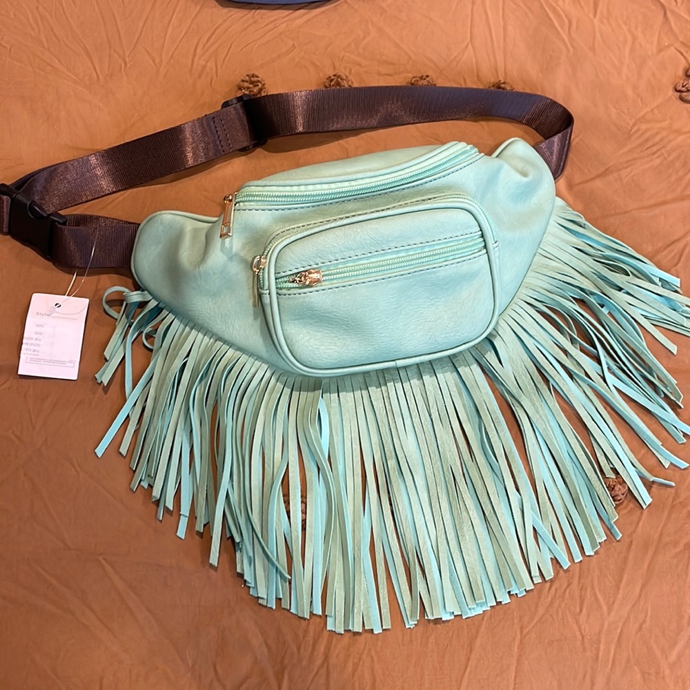 Leather fringe crossbody bag
